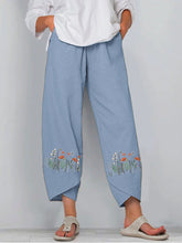 Bedruckte Hose mit elastischer Taille und Taschen